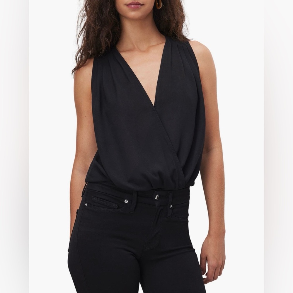 Good American Georgette Wrap Front Bodysuit, Size 2(M)